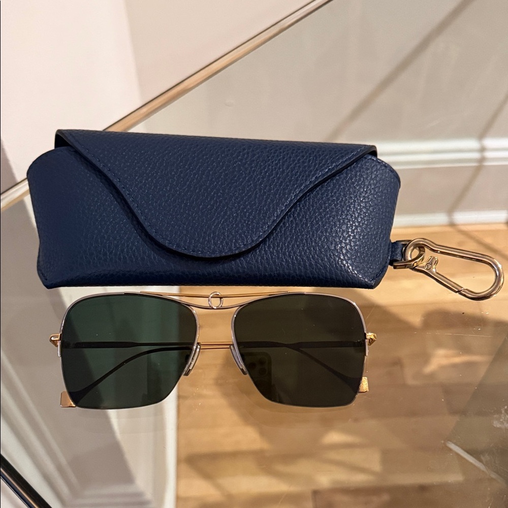 Loewe Gold and Black Sunglasses with Blue Case